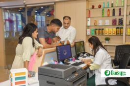 Staff with customers at Daisy Skin care-daisynepal.com